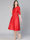 Amp Soild Red Women Long Dress