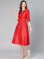 Amp Soild Red Women Long Dress