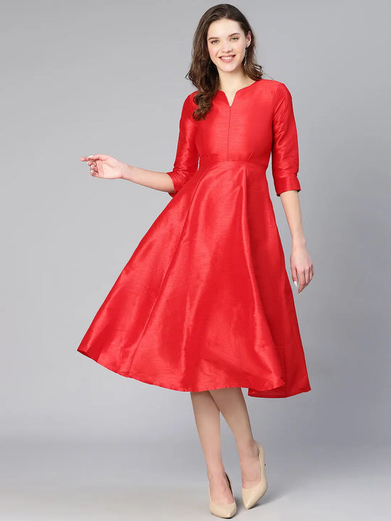 Amp Soild Red Women Long Dress