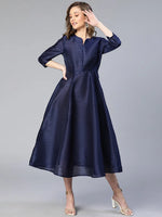 Wealthy Navy Blue Women Long Dress