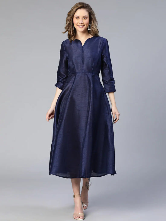 Wealthy Navy Blue Women Long Dress