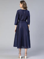 Wealthy Navy Blue Women Long Dress