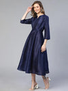 Wealthy Navy Blue Women Long Dress