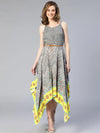 Imagined Grey Printed High-Low Women Dress