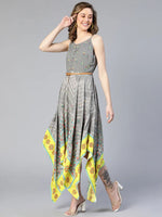 Imagined Grey Printed High-Low Women Dress