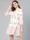 Wholesome White Floral Print Women Short Dress