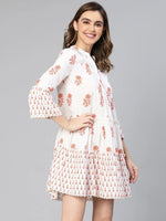 Wholesome White Floral Print Women Short Dress