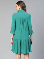 Misty Green Collared Women Maternity Dress