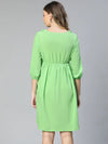 Peak Green Round Neck Ruffled Women Maternity Dress