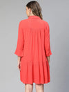 Right Red Collared Women Maternity Dress