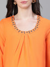 Enhanced Orange Embellished Elsaticated Women Maternity Dress