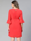 Universal Red Elasticated Women'S Maternity Dress