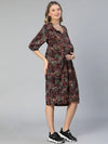 Multicolor Ruffled Elasticated Floral Printed Women Maternity Dress