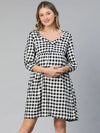 Touched Black Ruffled Elasticated Check Print Women Maternity Dress