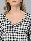 Touched Black Ruffled Elasticated Check Print Women Maternity Dress