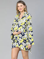 Superb Floral Print Wrapped Women Maternity Dress