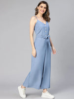 Women Solid Standard Blue Jumpsuits & Sets