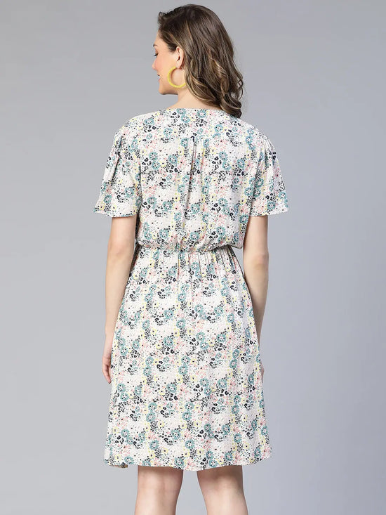 Nobled Floral Print Elasticated Women Dress