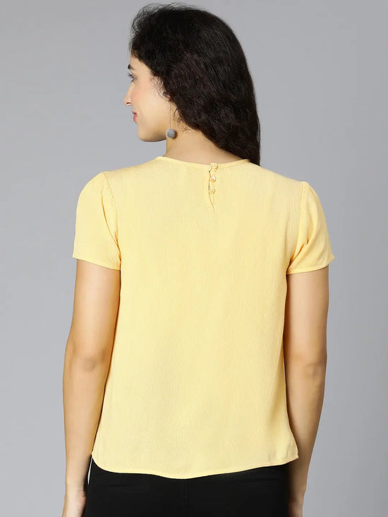 Sunglowed Yellow Short Sleeve Women Top