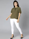 Sureal Green Round Neck Tie-Knotted Women Top