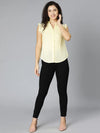 Casual Yellow Schiffli Ruffled Women Shirt Top