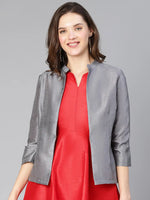 Fortuned Soild Grey Opened Women Shrug