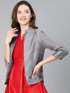 Fortuned Soild Grey Opened Women Shrug