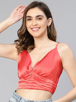 Decent Red Shoulder Strap Women Partywear Crop Top