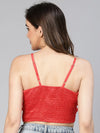 Decent Red Shoulder Strap Women Partywear Crop Top