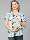 Fashionable Floral Print Tie - Knotted Women Maternity Top