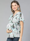 Fashionable Floral Print Tie - Knotted Women Maternity Top