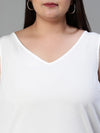 Graced Solid White Sleevless Plus Size Women Top