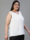 Graced Solid White Sleevless Plus Size Women Top