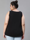 Enhanced Solid Black Sleevless Plus Size Women Top