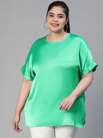 Soulful Green Baggy Style Stain Plus Size Top