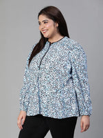 Vinatge Animal Print Laced Multicolor Plus Size Women Top