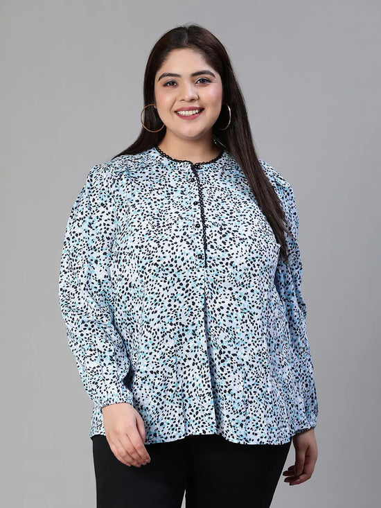 Vinatge Animal Print Laced Multicolor Plus Size Women Top