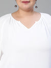 Blinged White Embroidered Plus Size Women Top