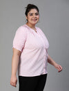 Shine Pink Plain Plus Size Women Top