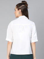 Choiced White With Chets Pocket Women Cotton Shirt