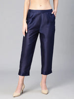 Pure Navy Blue Elasticated Women Pant