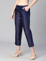 Pure Navy Blue Elasticated Women Pant