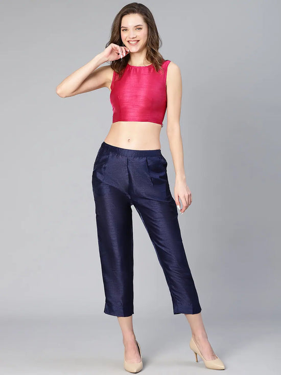 Pure Navy Blue Elasticated Women Pant