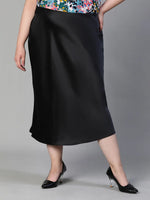 Strong Black Elsaticated Plus Size Women Skirt