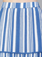 Cheerly Blue Stripe Peint Elasticated Women Skirt