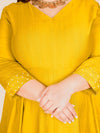 Curvy Lane Stylish Ladies Cowl Styled Dress- Yellow