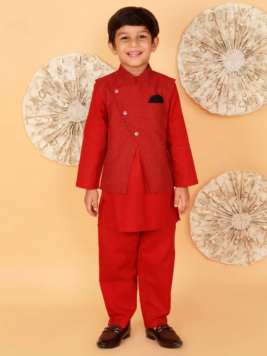 Lil Drama Boys Kurta Pyjama With Jacket Set-CE-BKPJ-4032-3Y