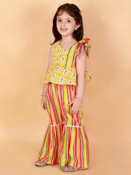 Lil Drama Girls Top With Sharara Set