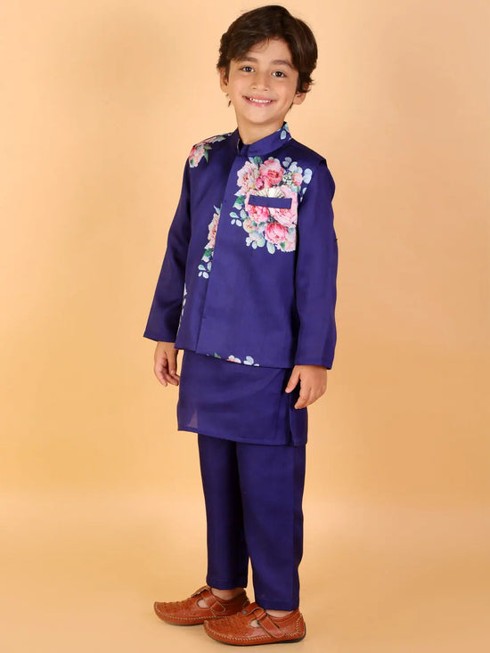 Lil Drama Boys Kurta Pyjama With Jacket Set-CE-BKPJ-4019-3Y