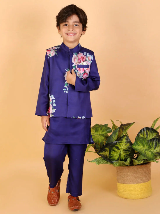 Lil Drama Boys Kurta Pyjama With Jacket Set-CE-BKPJ-4019-3Y